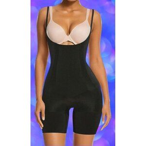 SHAPERX Shapewear Tummy Control Open Bust Thigh Slimmer Faja SMALL Black NWT
